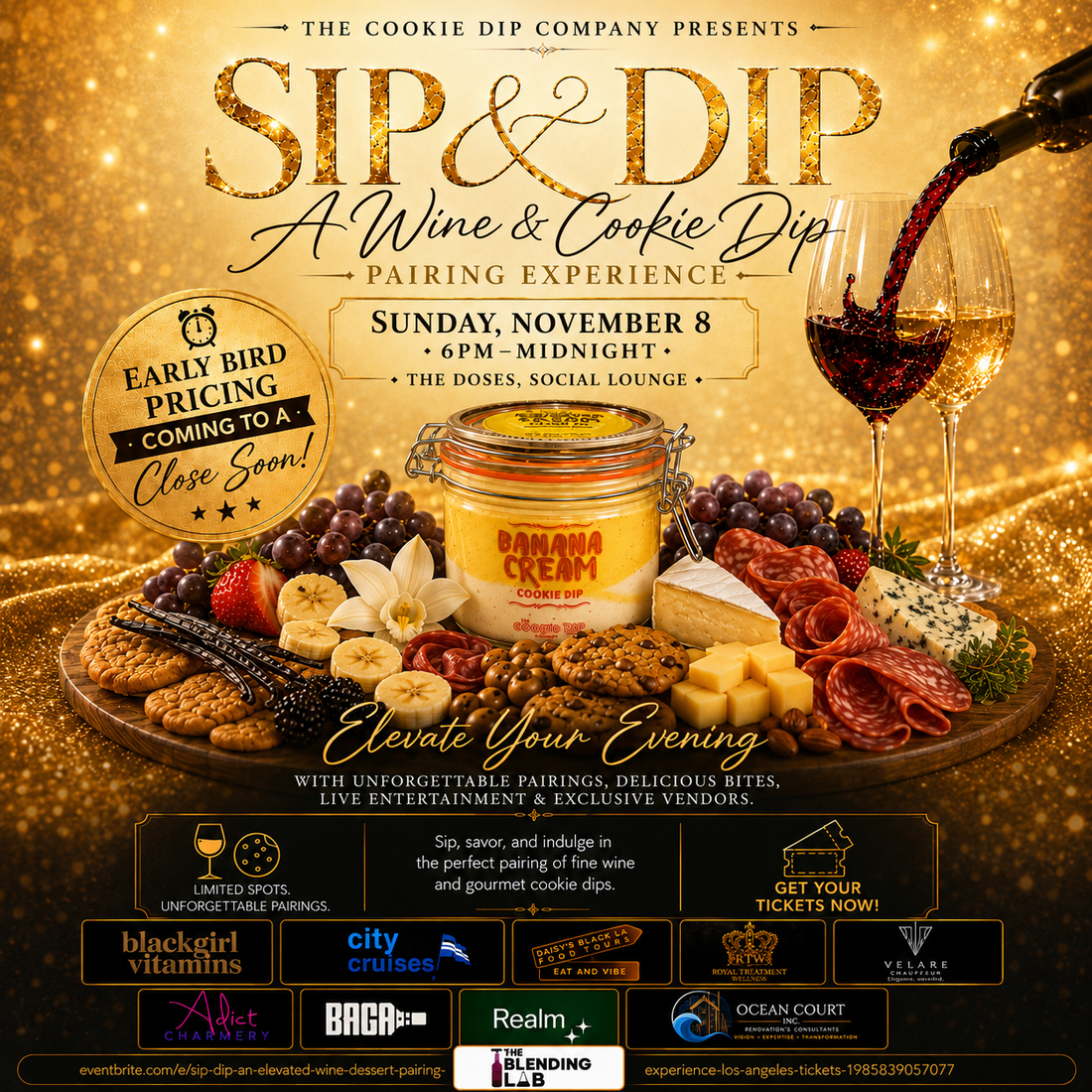 Early Bird Tickets Are Now on Sale for Sip & Dip: A Wine & Cookie Dip Pairing Experience